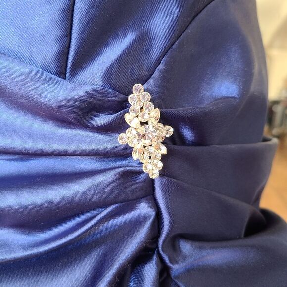 Jessica McClintock for Gunne Sax Blue Satin Bubble Dress Size 5 - Picture 5 of 8